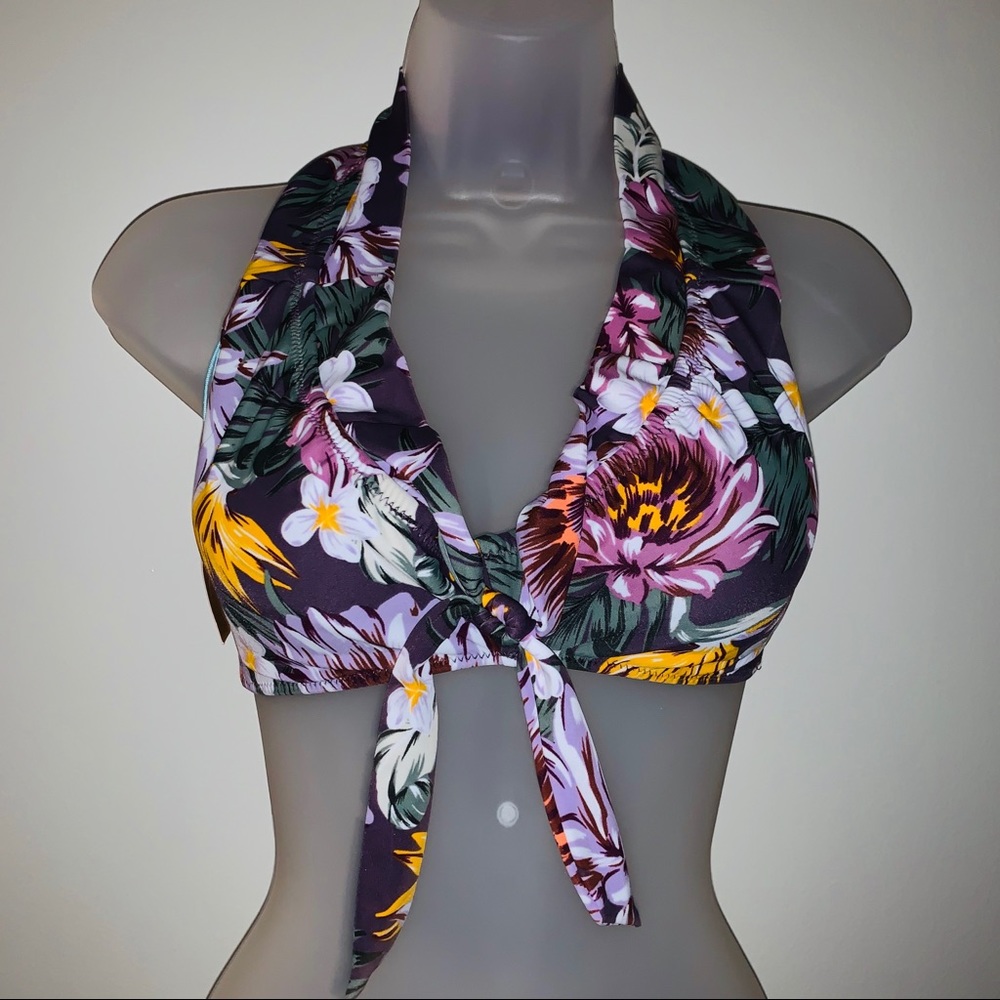🌸KONA SOL PURPLE FLORAL BIKINI TOP🌸 Size L